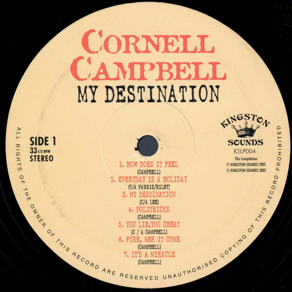 Cornell Campbell - My Destination | Kingston Sounds (KSLP004) - 3 Cornell Campbell - My Destination | Kingston Sounds (KSLP004) - 3