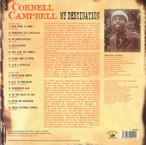 Cornell Campbell - My Destination | Kingston Sounds (KSLP004) - 2 Cornell Campbell - My Destination | Kingston Sounds (KSLP004) - 2
