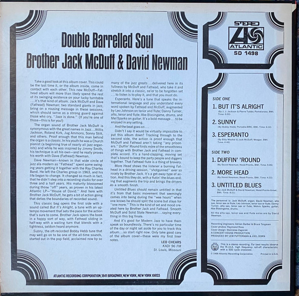 Brother Jack McDuff & David "Fathead" Newman - Double Barrelled Soul | Atlantic (SD 1498) - 2 Brother Jack McDuff & David "Fathead" Newman - Double Barrelled Soul | Atlantic (SD 1498) - 2