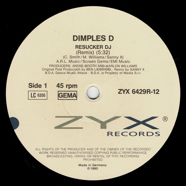 Dimples D - Resucker DJ (Remix) | ZYX Records (ZYX 6429R-12) - 3