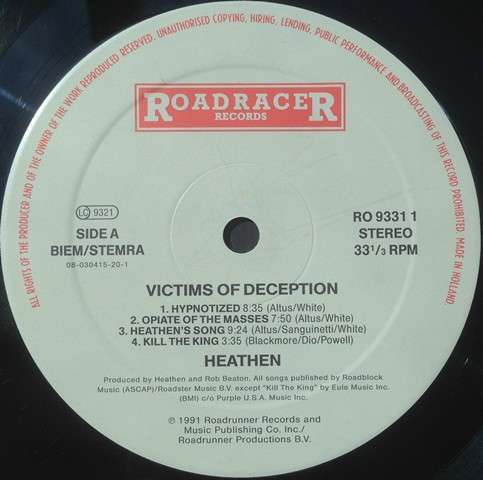 Heathen - Victims Of Deception | Roadracer Records (RO 9331-1) - 2