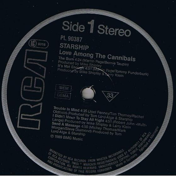 Starship - Love Among The Cannibals | RCA (PL 90387) - 2