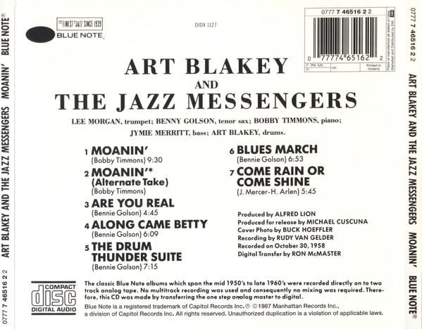 Art Blakey & The Jazz Messengers - Moanin' | Blue Note (0777 7 46516 2 2) - 2