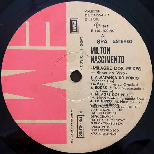 Milton Nascimento E Som Imaginario - Milagre Dos Peixes (Gravado Ao Vivo) | EMI (8E 170 422802/03) - 4