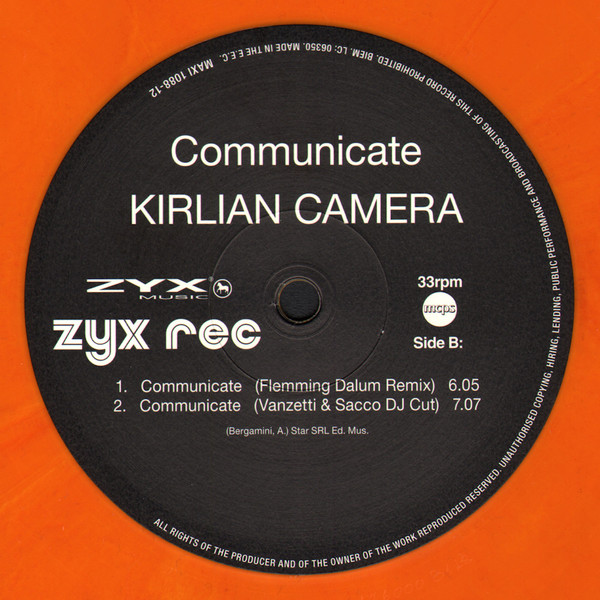Kirlian Camera - Communicate | ZYX Records (MAXI 1088-12) - 2 Kirlian Camera - Communicate | ZYX Records (MAXI 1088-12) - 2