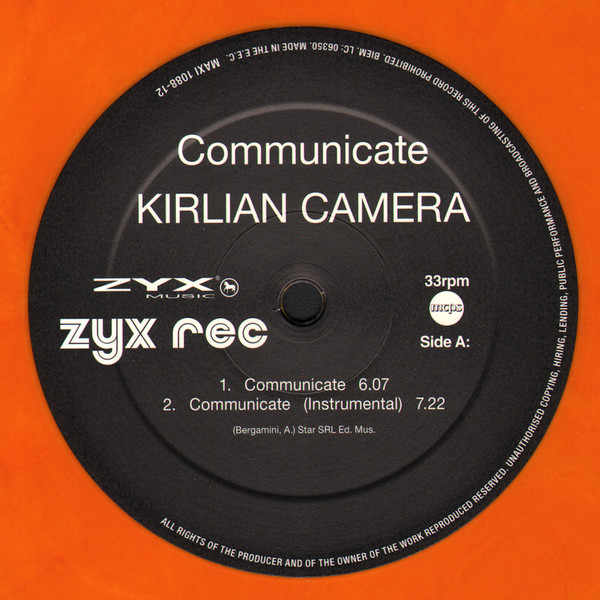 Kirlian Camera - Communicate | ZYX Records (MAXI 1088-12)