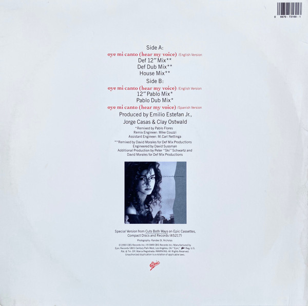 Gloria Estefan - Oye Mi Canto (Hear My Voice) (12") [Vinyl] | Epic (49 73169) - 2