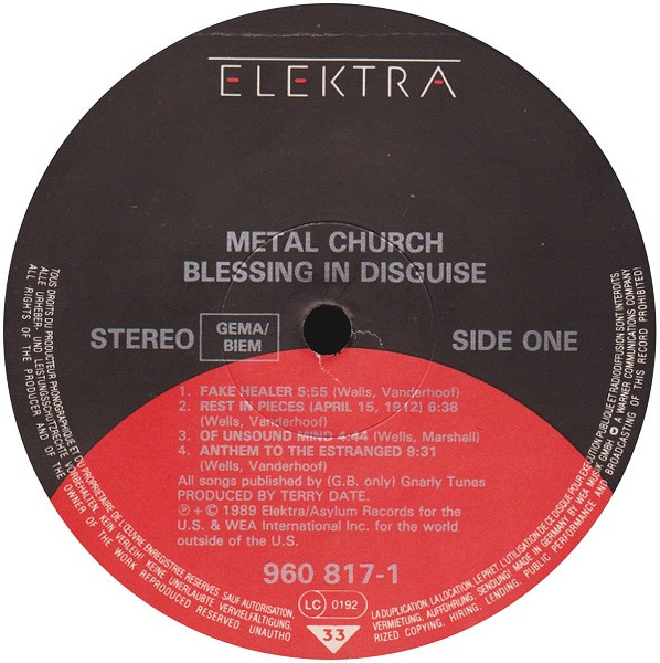 Metal Church - Blessing In Disguise | Elektra (960 817-1) - 3