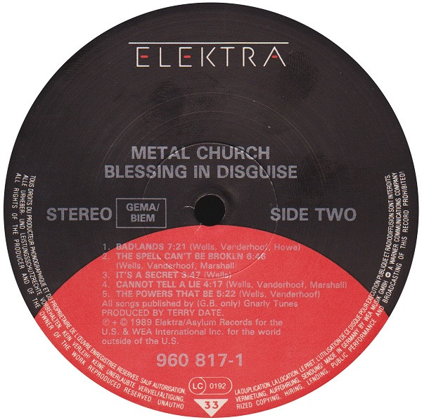 Metal Church - Blessing In Disguise | Elektra (960 817-1) - 4