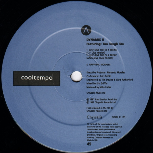 Dynamix II Featuring Too Tough Tee - Just Give The DJ A Break | Cooltempo (COOL X 151) - 2