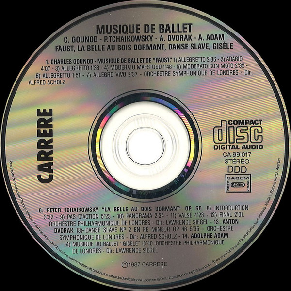 Charles Gounod / Pyotr Ilyich Tchaikovsky / Antonín Dvořák / Adolphe C. Adam - Musique De Ballet | Carrere (99.017) - 3