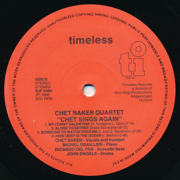 Chet Baker - Sings Again | Timeless (SJP 238) - 4 Chet Baker - Sings Again | Timeless (SJP 238) - 4