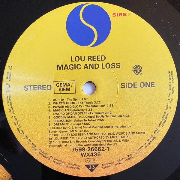 Lou Reed - Magic And Loss | Sire (7599-26662-1) - 3 Lou Reed - Magic And Loss | Sire (7599-26662-1) - 3