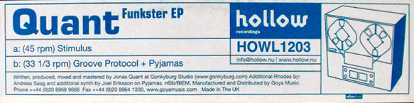 Quant - Funkster EP | Hollow Recordings (HOWL1203) - 2 Quant - Funkster EP | Hollow Recordings (HOWL1203) - 2