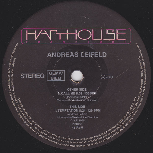 Andreas Leifeld - Call Me / Temptation | Harthouse (HH 066) - main