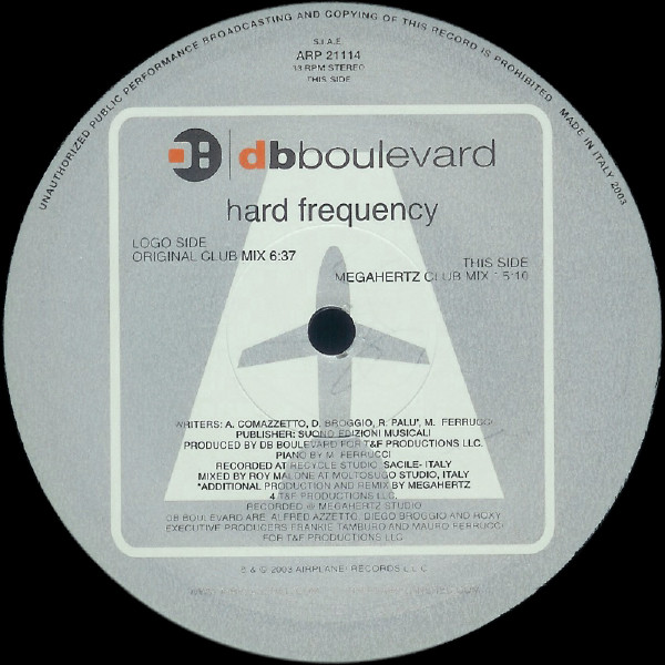 DB Boulevard - Hard Frequency | Airplane! Records (ARP 21114) - 2