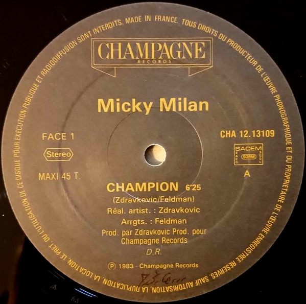 Micky Milan - Champion! | Champagne Records (CHA 12.13109) - 2