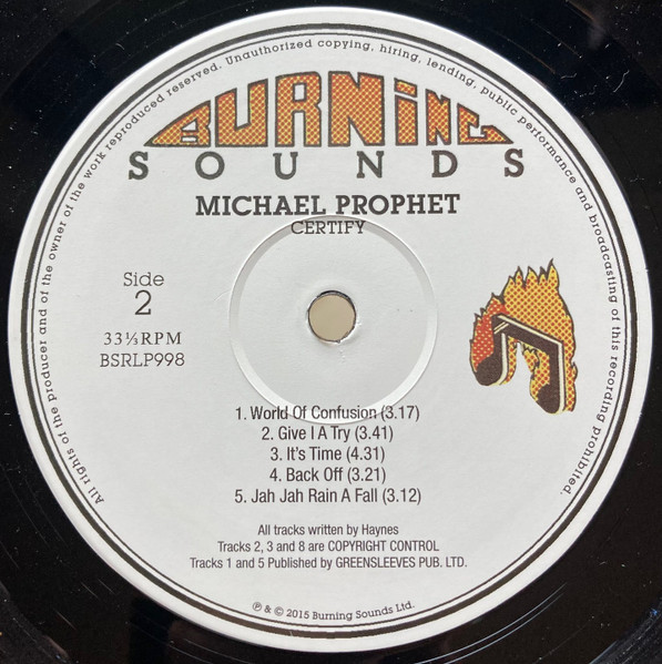 Michael Prophet - Certify | Burning Sounds (BSRLP998) - 4 Michael Prophet - Certify | Burning Sounds (BSRLP998) - 4