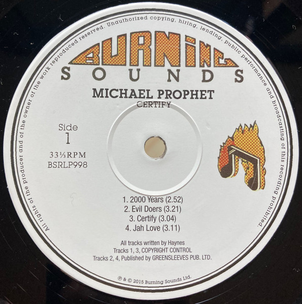 Michael Prophet - Certify | Burning Sounds (BSRLP998) - 3 Michael Prophet - Certify | Burning Sounds (BSRLP998) - 3