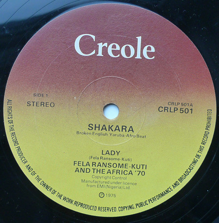 Fela Kuti And Africa 70 - Shakara | Creole Records (CRLP 501) - 3