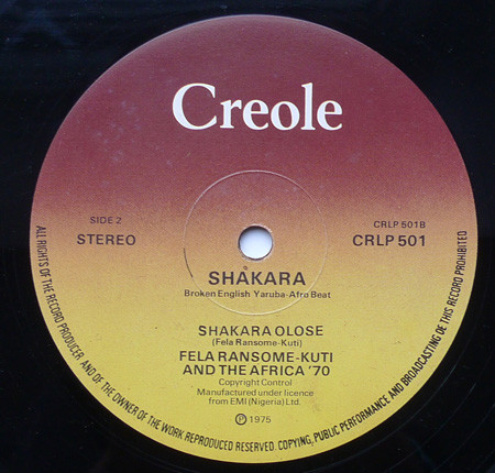 Fela Kuti And Africa 70 - Shakara | Creole Records (CRLP 501) - 4