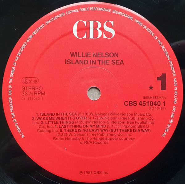 Willie Nelson - Island In The Sea | CBS (CBS 451040 1) - 3