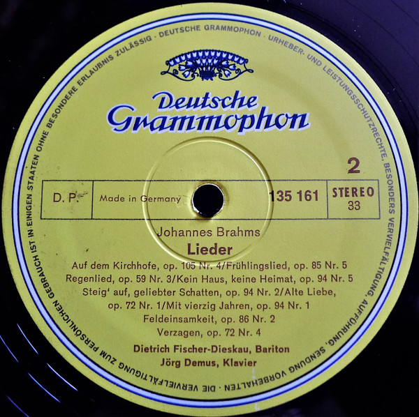 Johannes Brahms , Dietrich Fischer-Dieskau , Jörg Demus - Vier Ernste Gesänge • Späte Lieder | Deutsche Grammophon (135 161) - 4