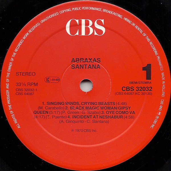 Santana - Abraxas | CBS (CBS 32032) - 2