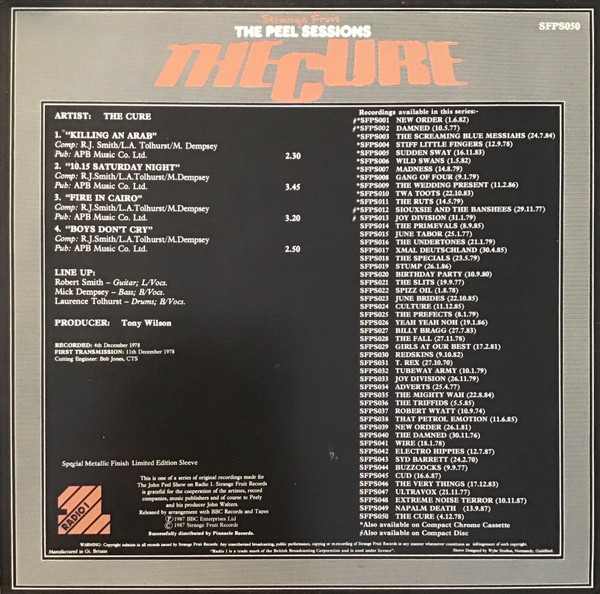 The Cure - The Peel Sessions | Strange Fruit (SFPS 050) - 2 The Cure - The Peel Sessions | Strange Fruit (SFPS 050) - 2