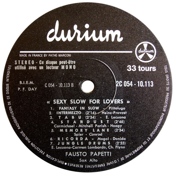Fausto Papetti - Sexy Slow For Lovers | Durium (2 C 054-10113) - 4