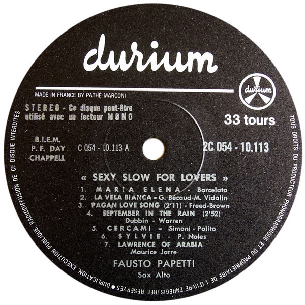 Fausto Papetti - Sexy Slow For Lovers | Durium (2 C 054-10113) - 3