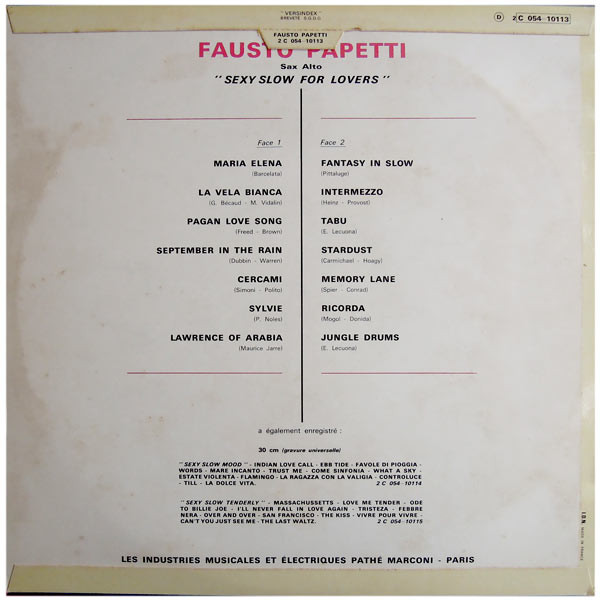Fausto Papetti - Sexy Slow For Lovers | Durium (2 C 054-10113) - 2