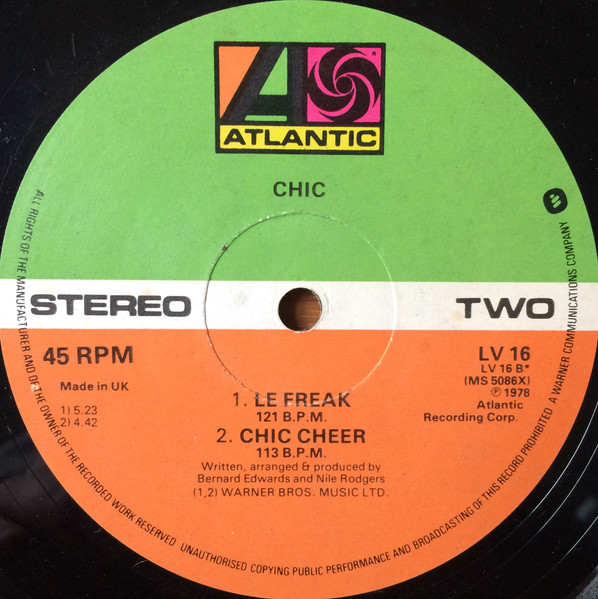 Chic - I Want Your Love / Le Freak / Chic Cheer | Atlantic (LV 16) - 4