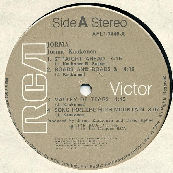 Jorma Kaukonen - Jorma | RCA Victor (AFL1-3446) - 3