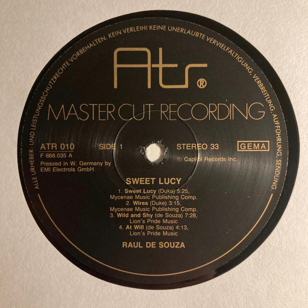 Raul De Souza - Sweet Lucy | ATR Audio Trade (ATR 010) - 4 Raul De Souza - Sweet Lucy | ATR Audio Trade (ATR 010) - 4