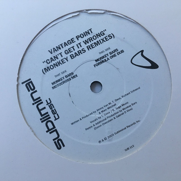 Vantage Point - Can't Get It Wrong (Monkey Bars Mixes) | Subliminal (SUB 113)