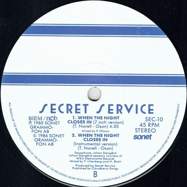 Secret Service - When The Night Closes In | Sonet (SEC-10) - main
