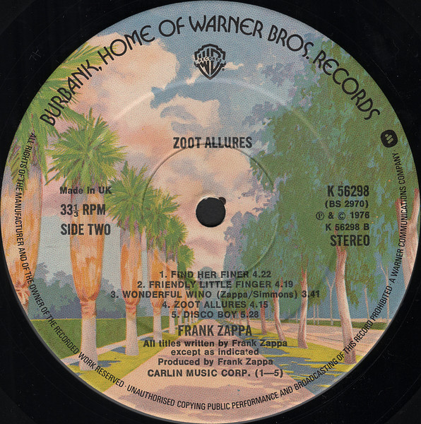 Frank Zappa - Zoot Allures | Warner Bros. Records (K 56298) - 4
