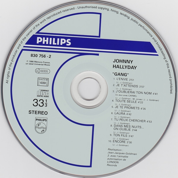 Johnny Hallyday - Gang | Mercury (830 756-2) - 4
