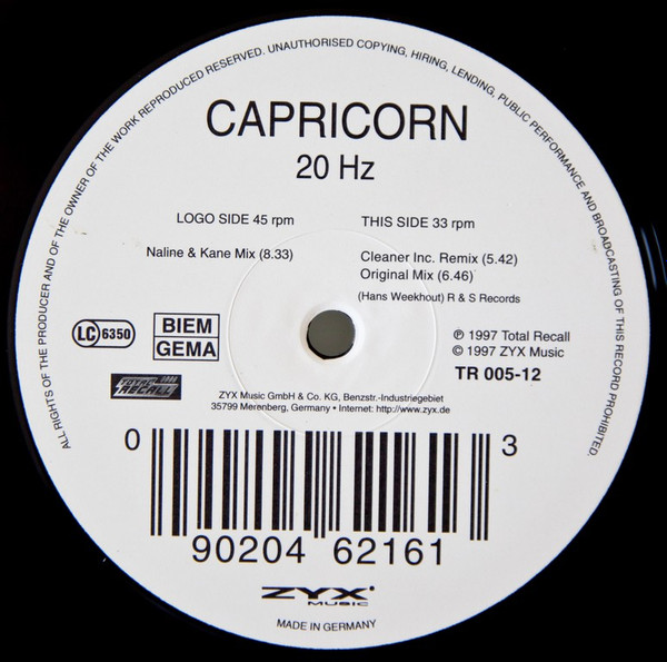 Capricorn - 20 Hz | Total Recall (TR 005-12) - 3