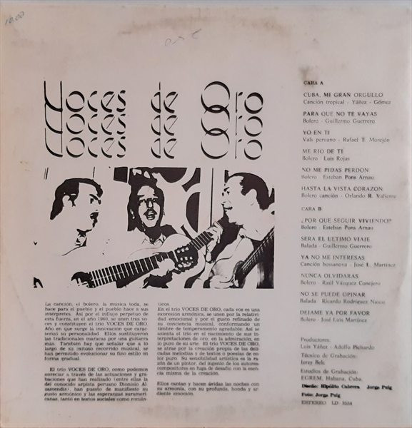 Trio Voces De Oro - Voces De Oro | Areito (LD-3554) - 2