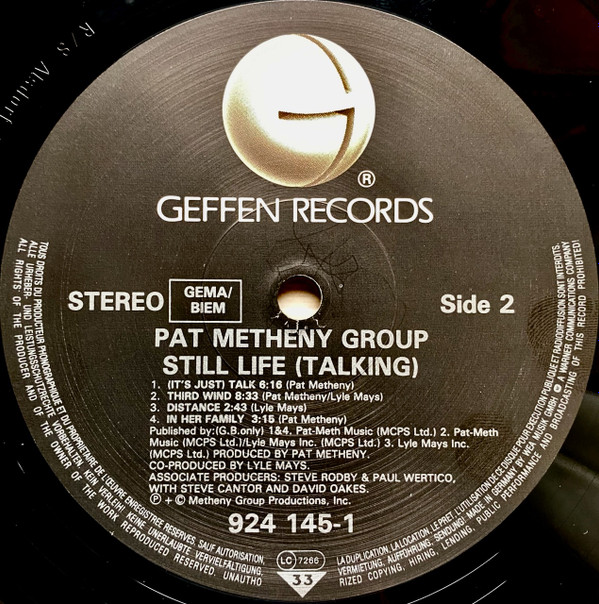 Pat Metheny Group - Still Life (Talking) | Geffen Records (924 145-1) - 2