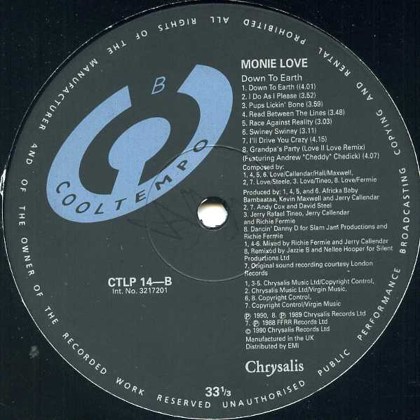 Monie Love - Down To Earth | Cooltempo (CTLP 14) - 3
