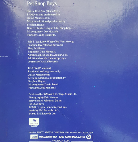 Pet Shop Boys - It's A Sin | Parlophone (2018896) - 3