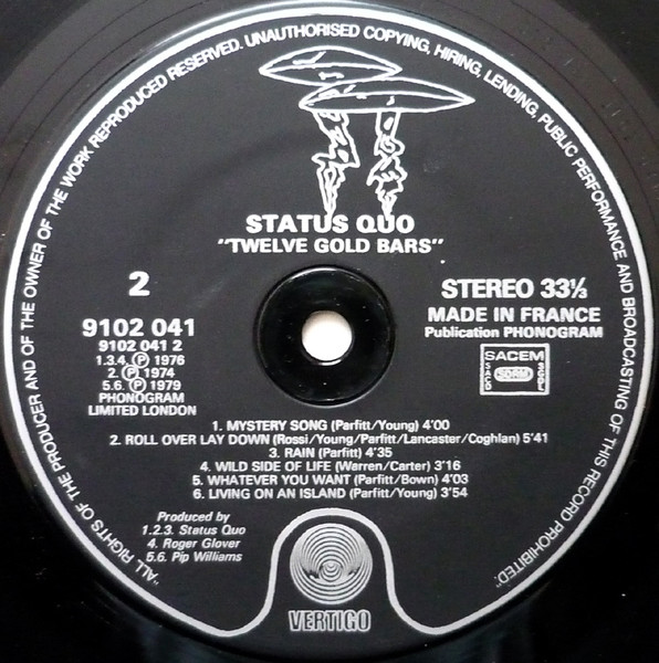Status Quo - 12 Gold Bars | Vertigo (9102 041) - 4
