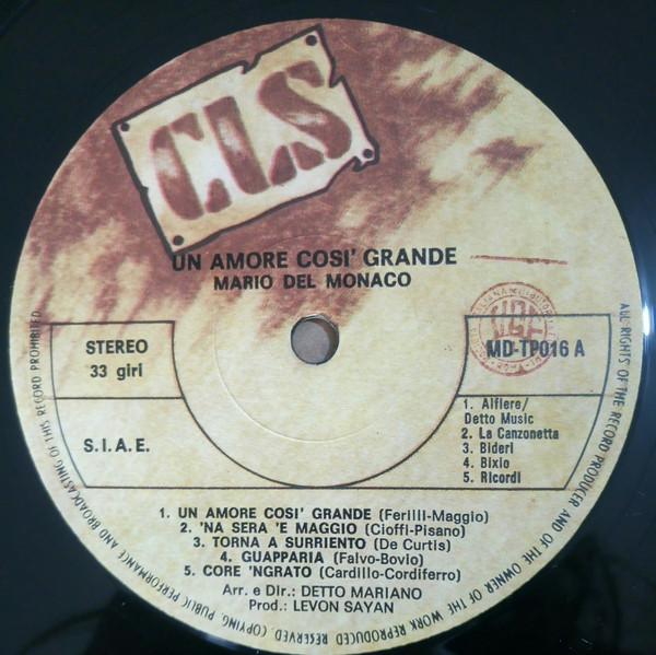Mario Del Monaco - Un Amore Così Grande | CLS (MD TP 016) - 4 Mario Del Monaco - Un Amore Così Grande | CLS (MD TP 016) - 4
