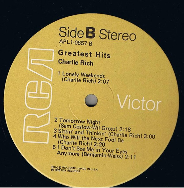 Charlie Rich - Greatest Hits | RCA Victor (APL1-0857) - 4