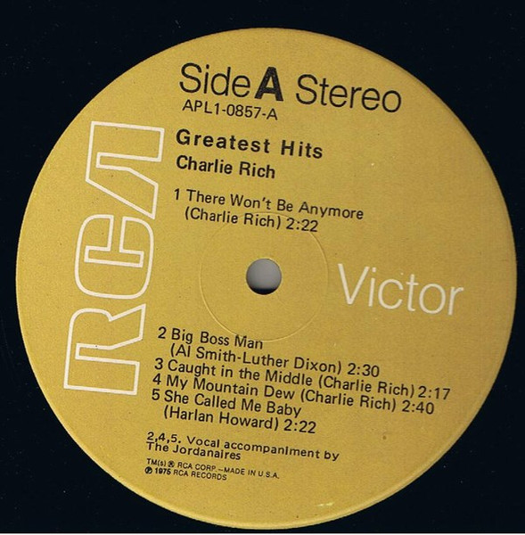 Charlie Rich - Greatest Hits | RCA Victor (APL1-0857) - 3