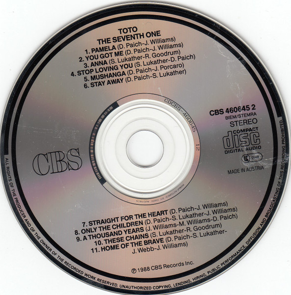 Toto - The Seventh One | CBS (CBS 460645 2) - 3