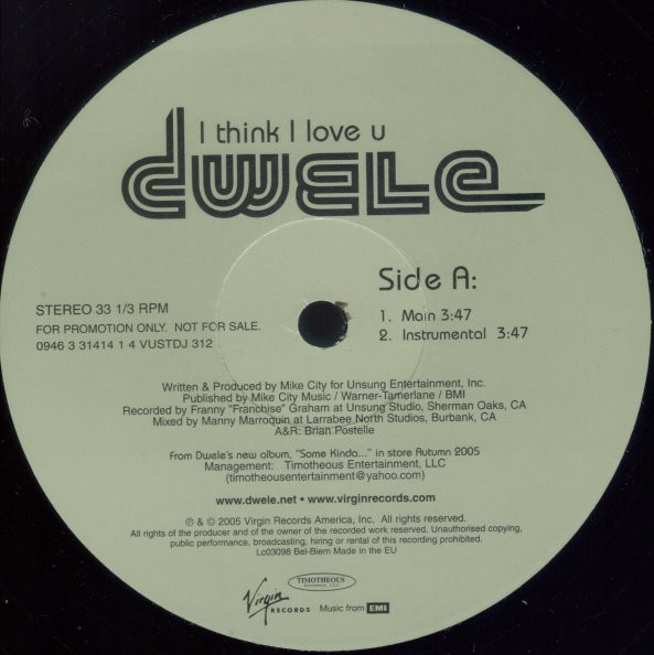 Dwele - I Think I Love U | Virgin (VUSTDJ 312) - main